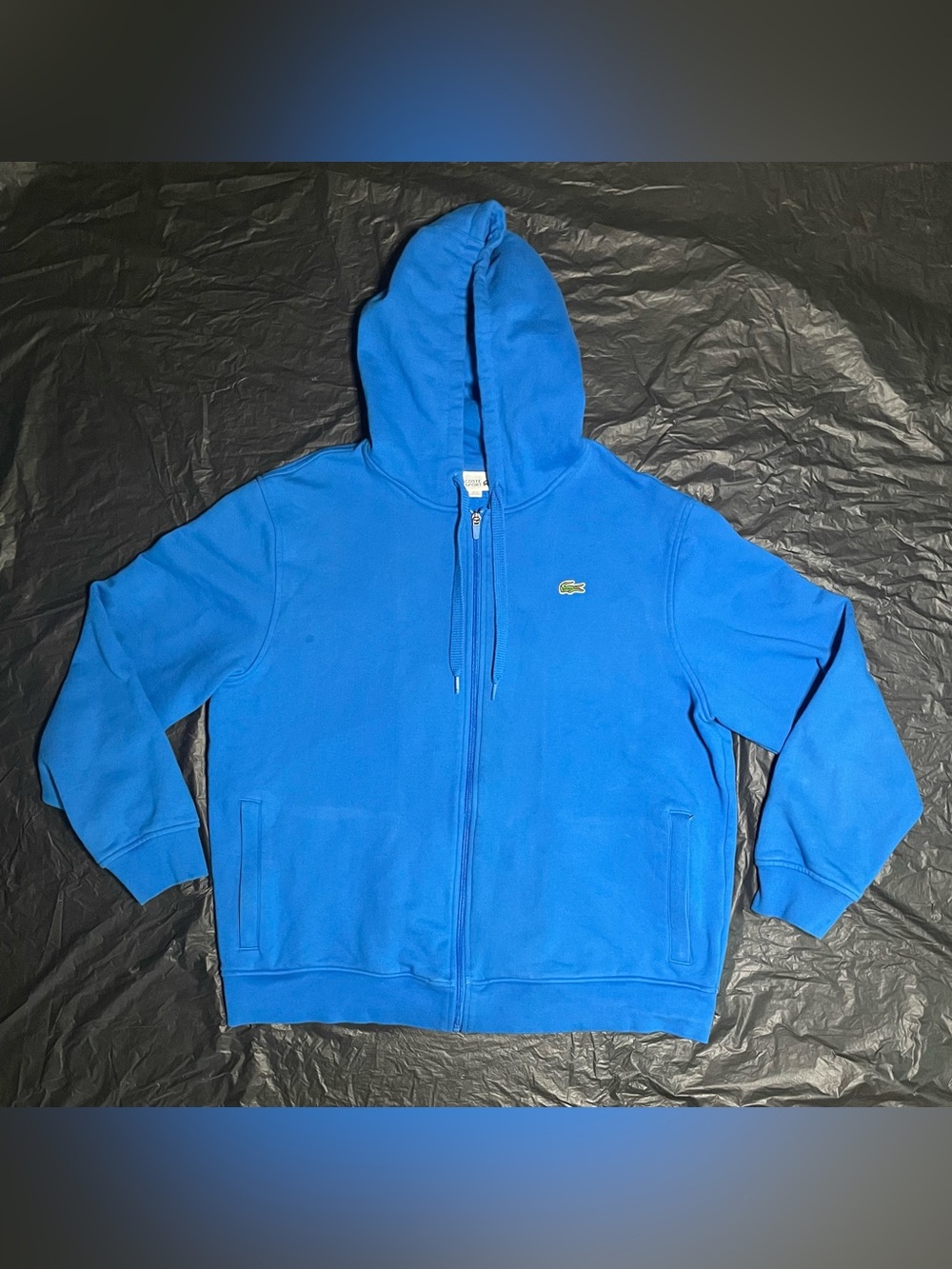 Lacoste Royal Blue Full-Zip Hoodie with Green Croc